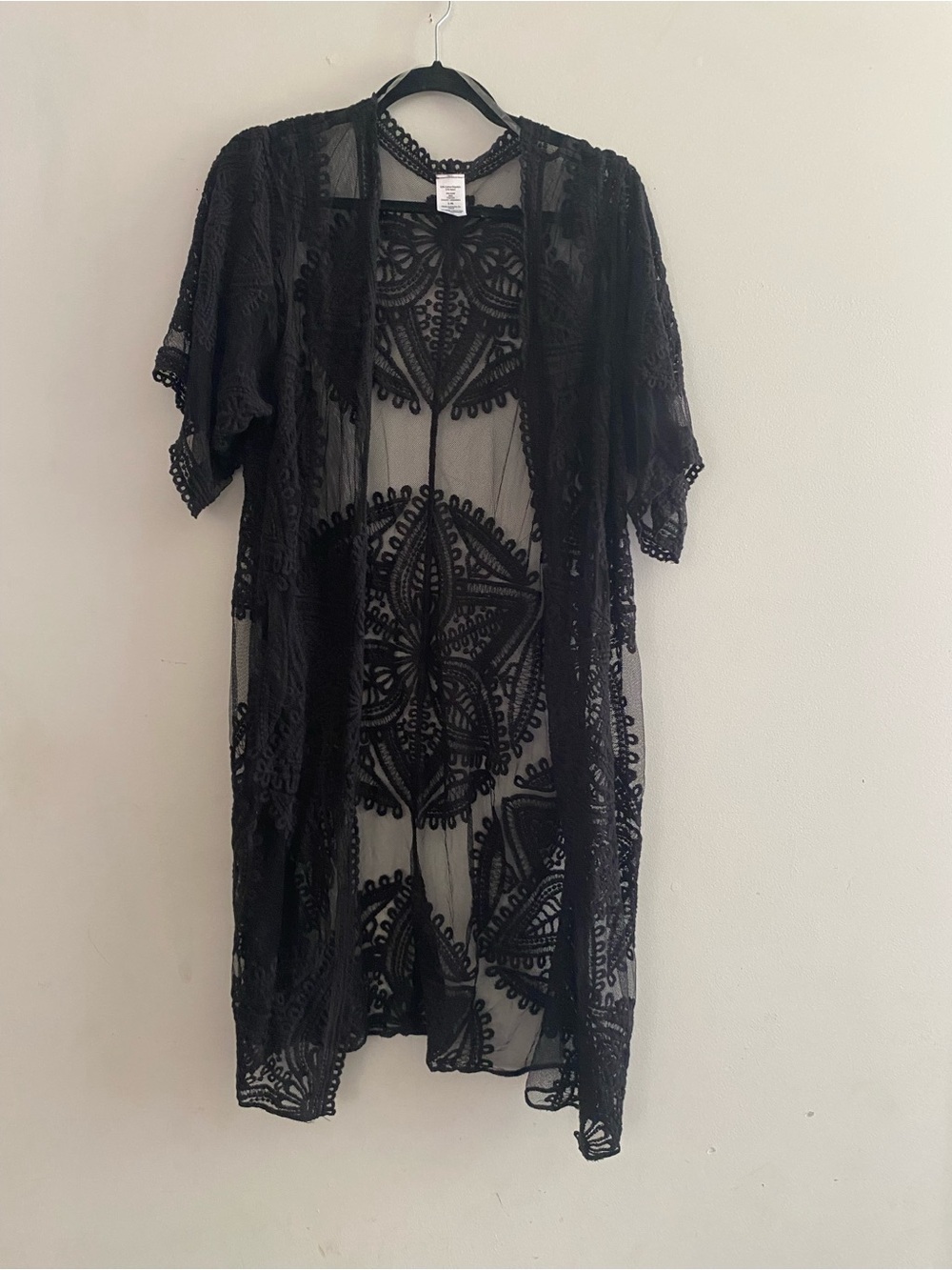 Black Lace Swim Cover-Up Kimono